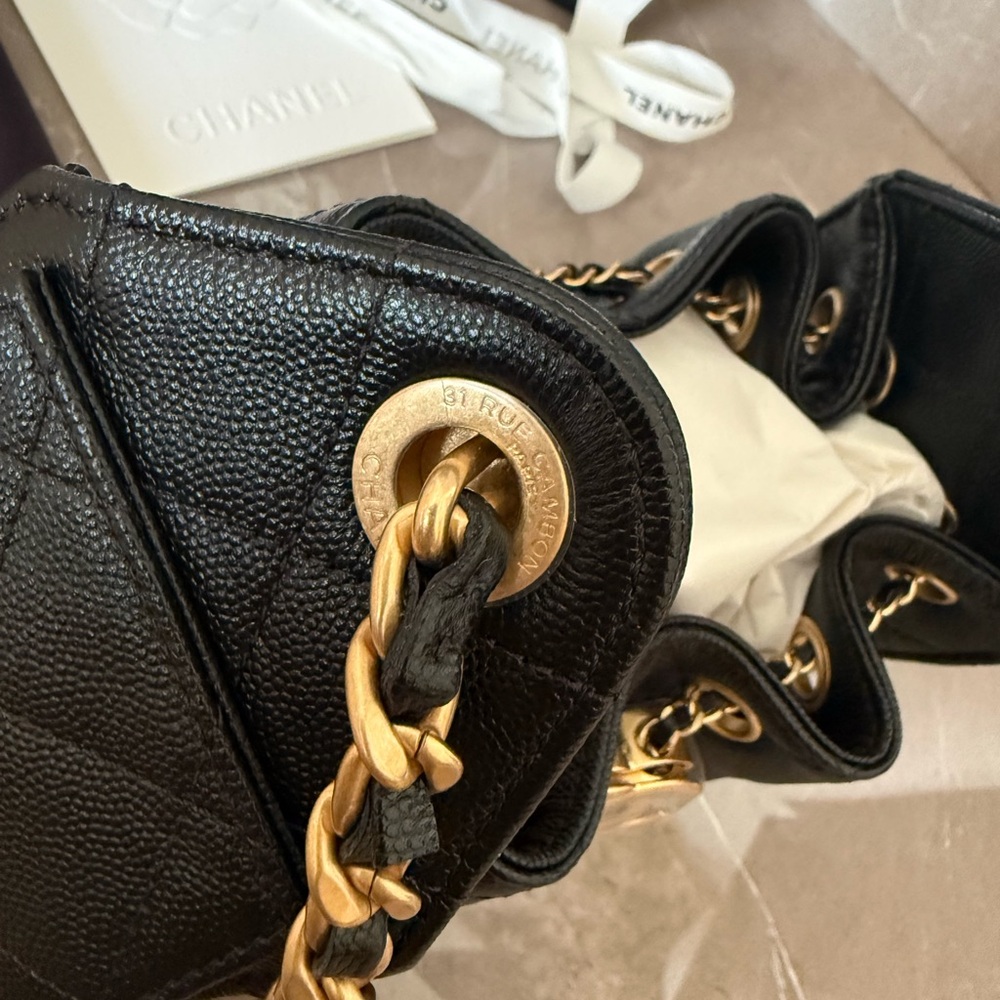 SOLD! Chanel mini 25 Black caviar Quilted Bag with Gold Chain! 100% AUTHENTIC - Picture 7 of 10